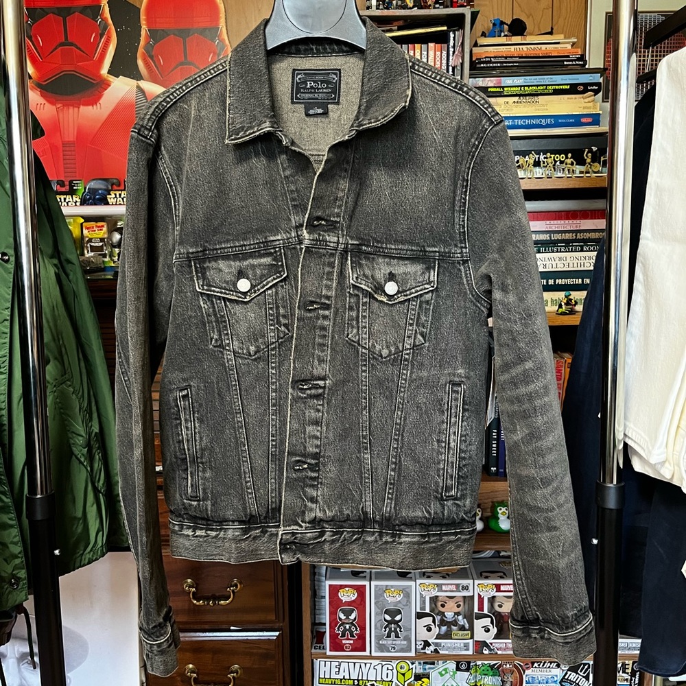Polo Ralph Lauren Gold Crest Crown Black Denim Jacket, Men’s Size large
